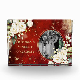 Bloc Photo Floral Gold Red Cream Names Mariage Photo Block