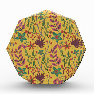 Bloc Photo Floral sans couture motif fleurs jaunes et feuille