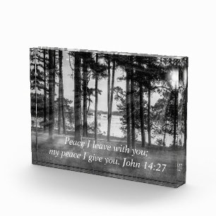 Bloc Photo Foggy Trees À Table Rock Grayscale Bible Verse