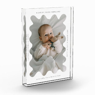 Bloc Photo Frame Wavy Quirky Nouveau-né Keepsaké Blanc