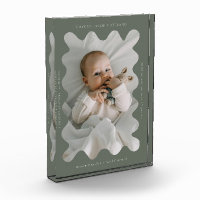 Frame Wavy Quirky Nouveau-né Keepsaké vert