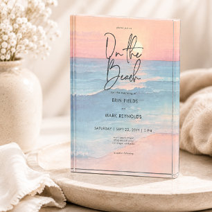 Bloc Photo Garde de mariage moderne sur la plage au coucher d