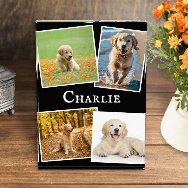 Bloc Photo Gardiens de collection de chiens de compagnie mode (A display block featuring four favorite photos of your dog, personalized with your pet's name)