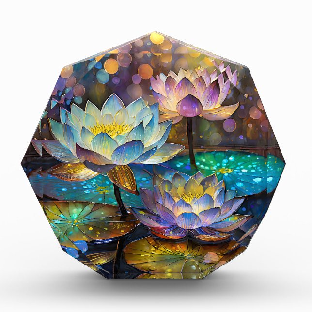 Bloc Photo Glowing Lotus Flowers Trio (Devant)