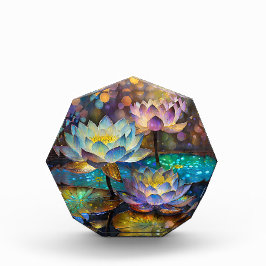 Bloc Photo Glowing Lotus Flowers Trio
