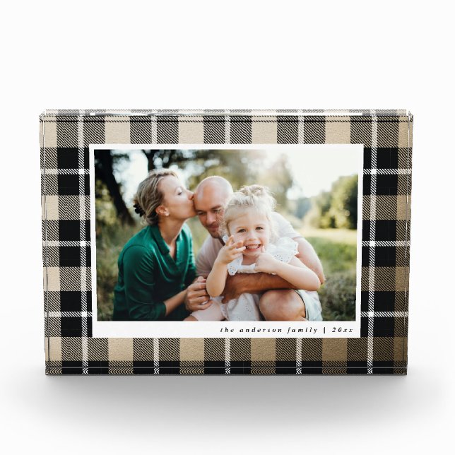 Bloc Photo Gold moderne rustique tartan chèque photo de famil (Devant)
