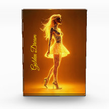 Golden neon girl dans l'élégance de mode brillante