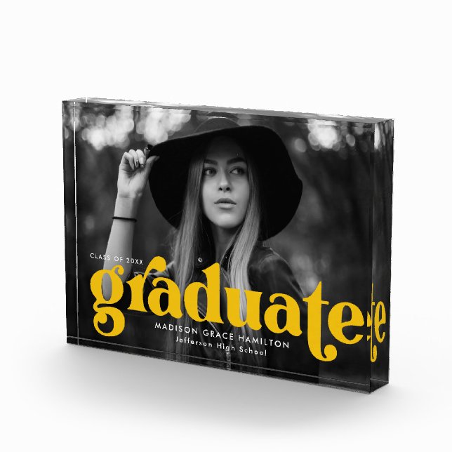 Bloc Photo Graduation en typographie jaune gras (Droite)
