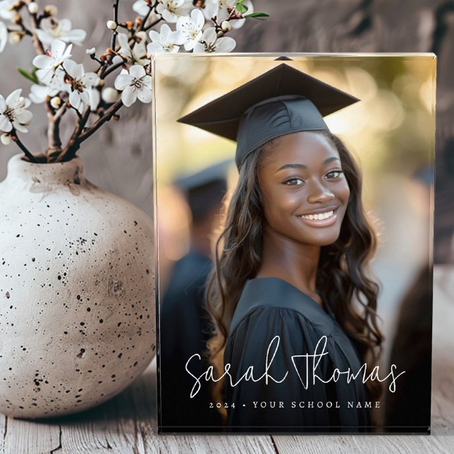 Bloc Photo Graduation moderne nom de script école (Graduation modern script name school photo block)