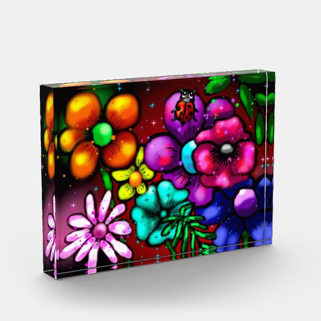 Bloc Photo Graffiti Style Fleurs & Ladybug rose violet rouge (Gauche)