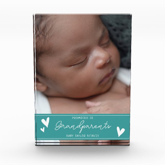Bloc Photo Grand-parents promu Nouveau Baby Script Keepsaké (Devant)