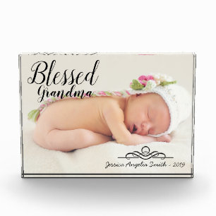 Bloc Photo Grandma Bienheureuse Élégant Script Une Option P