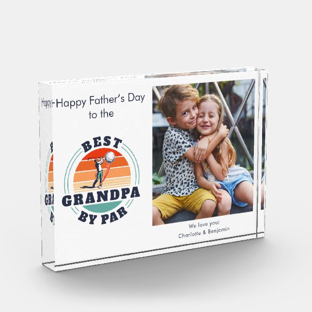 Bloc Photo Grandpa Fête des pères Enfants Photo Retro Golf Ga (Gauche)