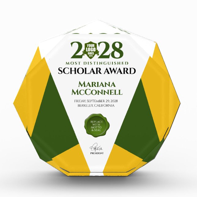 Bloc Photo Green Gold School College Diplôme universitaire (Devant)