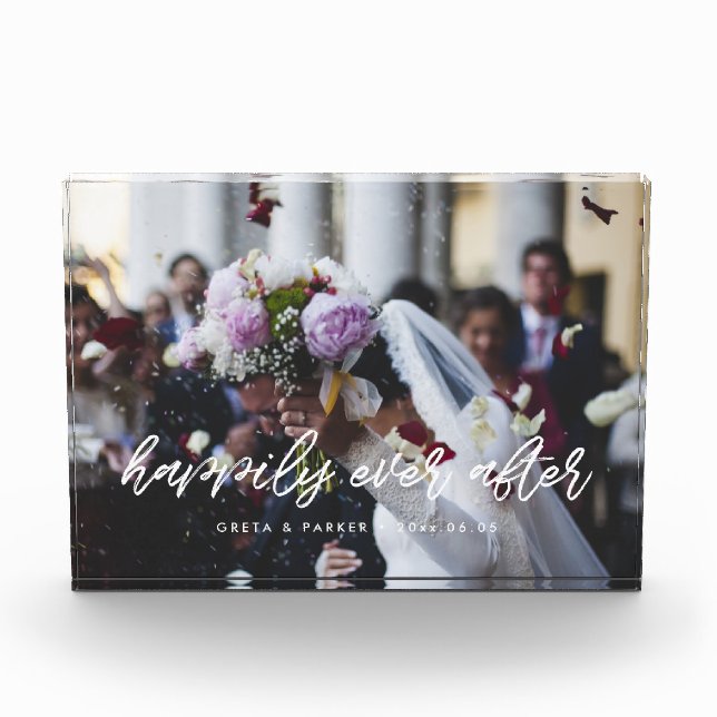 Bloc Photo Heureux à jamais superposition moderne de mariage (Devant)