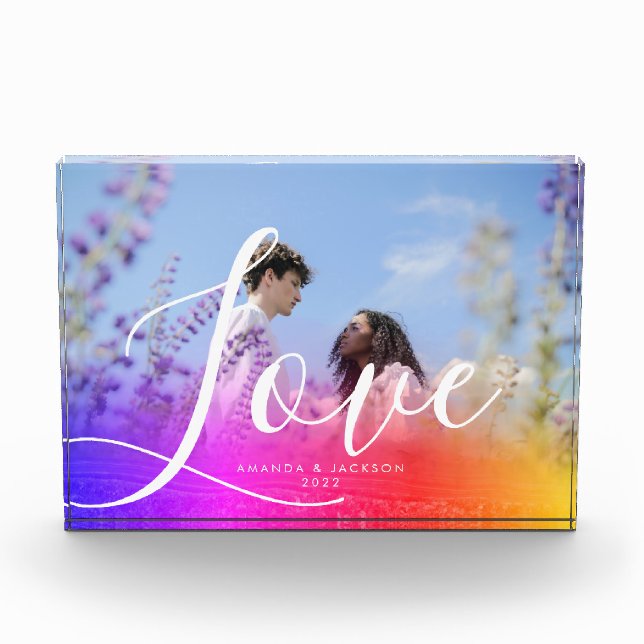 Bloc Photo Holographie Overlay Couple Photo Love Script (Devant)