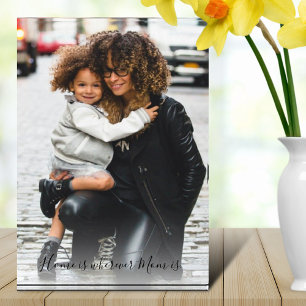 Bloc Photo Home is Mom Photo Script Black White Overlay