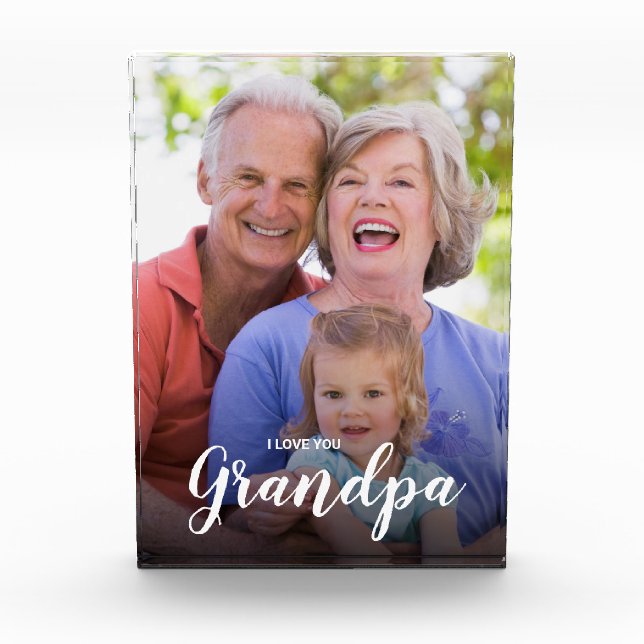 Bloc Photo I Love You Grand-Père Photo verticale personnalisé (Devant)