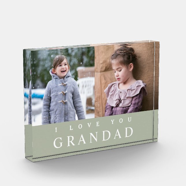 Bloc Photo I Love You Grand Vert 2 Photo Collage Block (Gauche)