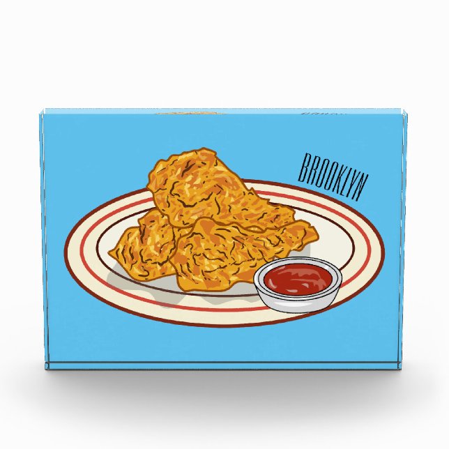 Bloc Photo Illustration de dessin animé sur le poulet frit (Devant)