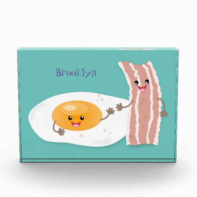 Bloc Photo Illustration de l'oeuf de Cute kawaii et du bacon (Devant)
