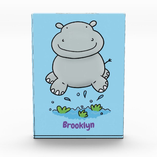 Bloc Photo Illustration de saut en hippo mignon (Devant)