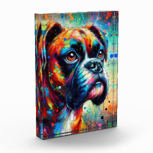 Bloc Photo Impressionniste Colorful Pop Art Boxer Chien Peint