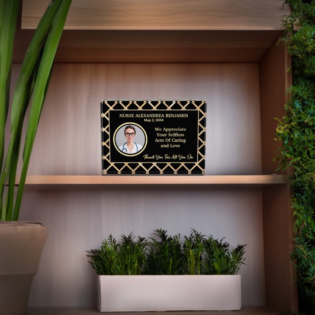 Bloc Photo Infirmière Merci Appréciation Or Personnaliser (Nurse Thank You Appreciation Gold Personalize Photo Block great gift to show your appreciation. )