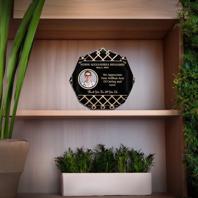 Bloc Photo Infirmière Merci Appréciation Or Personnaliser (Nurse Thank You Appreciation Gold Personalize Photo Block makes a nice modern elegant gift. )