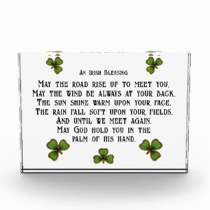 Bloc Photo Irish Blessing et Shamrock noir et vert