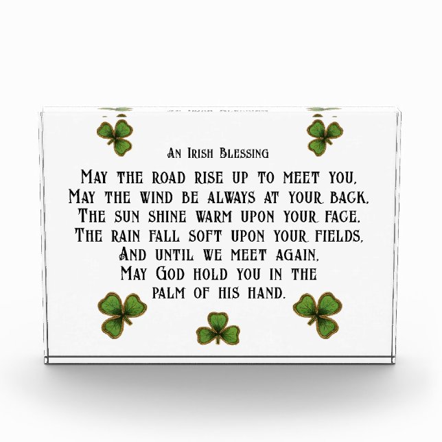 Bloc Photo Irish Blessing et Shamrock noir et vert (Devant)