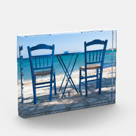 Bloc Photo J'aime Grèce taverna photo bleu et blanc
