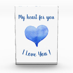 Bloc Photo Je t'aime Cœur Bleu Mignon Saint-Valentin