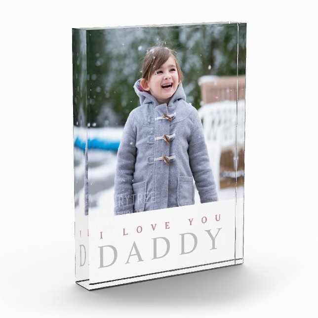 Bloc Photo Je T'Aime Papa Enfants Rose Moderne (Gauche)