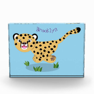 Bloc Photo Joli bébé guépard en cours de dessin animé illustr