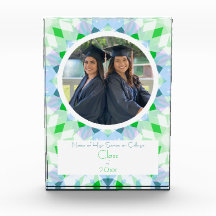 Joli Blue Green Graduation Photo Keepsaké Cadeau