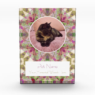 Bloc Photo Joli Vert Rose Mémorial Chat Chien Objet de Souven