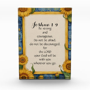 Bloc Photo Josué 1:9 NIV Verset biblique Art
