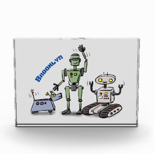Bloc Photo Joyeux joli dessin de trois robots trio