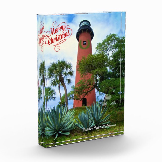 Bloc Photo Joyeux Noël Jupiter Inlet Phare Floride (Gauche)