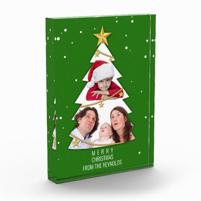 Bloc Photo Joyeux Noël moderne arbre photo Collage vert (Gauche)