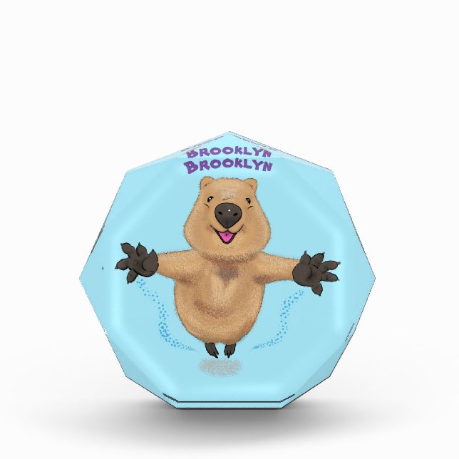 Bloc Photo Joyeux sauter quokka dessin animé (Devant)