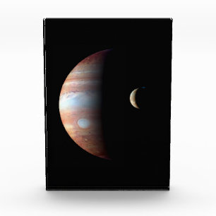 Bloc Photo Jupiter Géant Gaz Planète & Io Galilée Lune