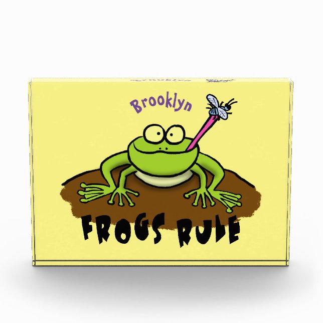 Bloc Photo La grenouille règle drôle dessin de grenouille ver (Devant)