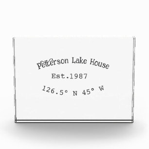 Bloc Photo Lake house et. Date année coordonnées personnalisé