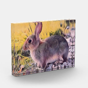 Bloc Photo Lapin brun à l'aquarelle Art vintage
