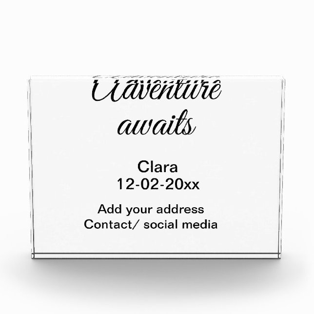 Bloc Photo L'aventure commence ajouter nom date année lieu (Devant)