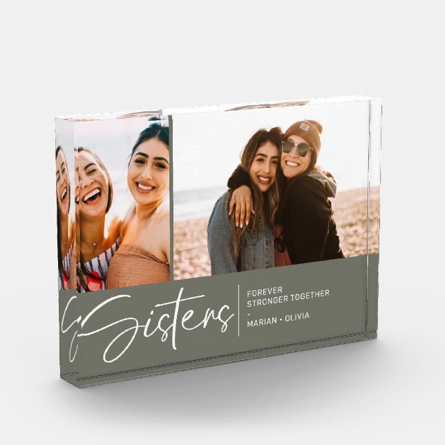 Bloc Photo Les Soeurs modernes gardent deux photos Olive Gree (Gauche)