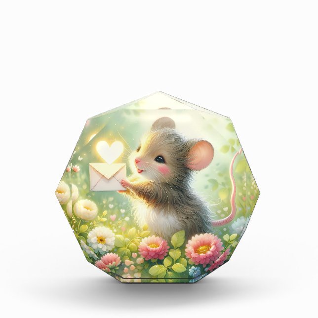 Bloc Photo Lettre d'amour de souris de campagne de prairie (Devant)