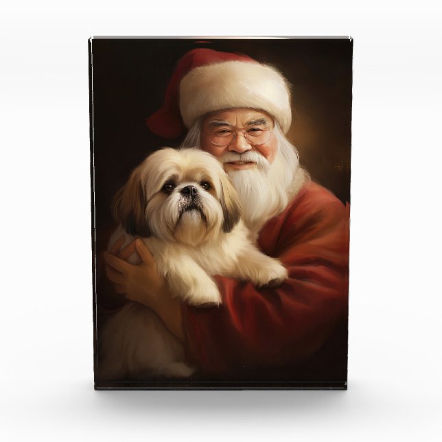 Bloc Photo Lhasa Apso Avec Noël Festif Du Père Noël (Devant)